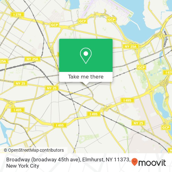 Mapa de Broadway (broadway 45th ave), Elmhurst, NY 11373