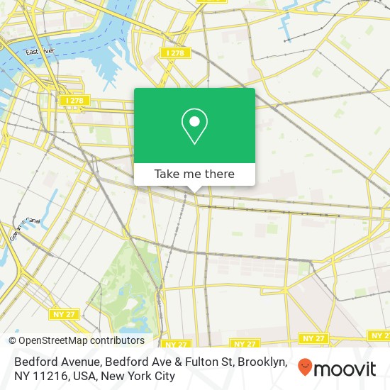 Mapa de Bedford Avenue, Bedford Ave & Fulton St, Brooklyn, NY 11216, USA