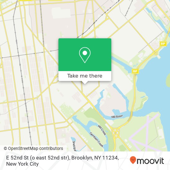 Mapa de E 52nd St (o east 52nd str), Brooklyn, NY 11234
