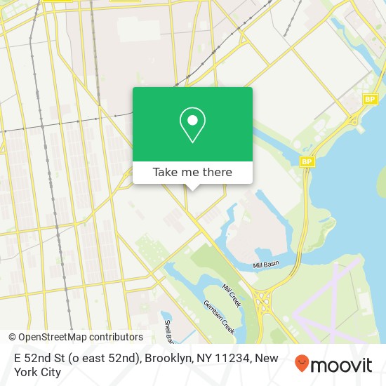 Mapa de E 52nd St (o east 52nd), Brooklyn, NY 11234