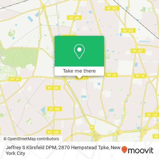 Mapa de Jeffrey S Klirsfeld DPM, 2870 Hempstead Tpke