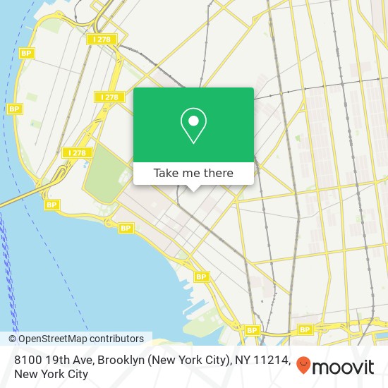 Mapa de 8100 19th Ave, Brooklyn (New York City), NY 11214