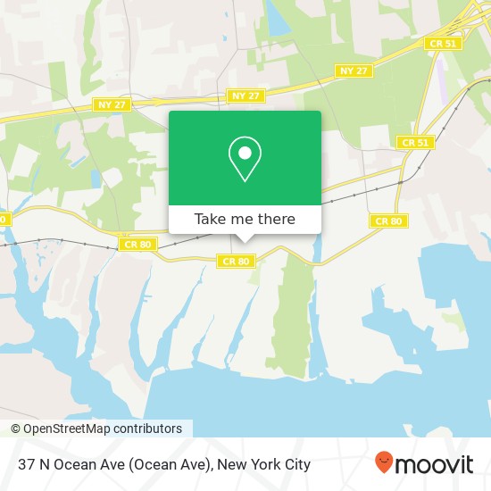 Mapa de 37 N Ocean Ave (Ocean Ave), Center Moriches (CTR MORICHES), NY 11934