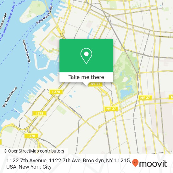 Mapa de 1122 7th Avenue, 1122 7th Ave, Brooklyn, NY 11215, USA