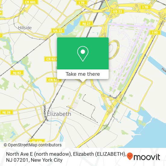 North Ave E (north meadow), Elizabeth (ELIZABETH), NJ 07201 map