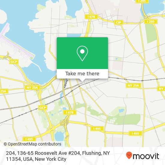 Mapa de 204, 136-65 Roosevelt Ave #204, Flushing, NY 11354, USA