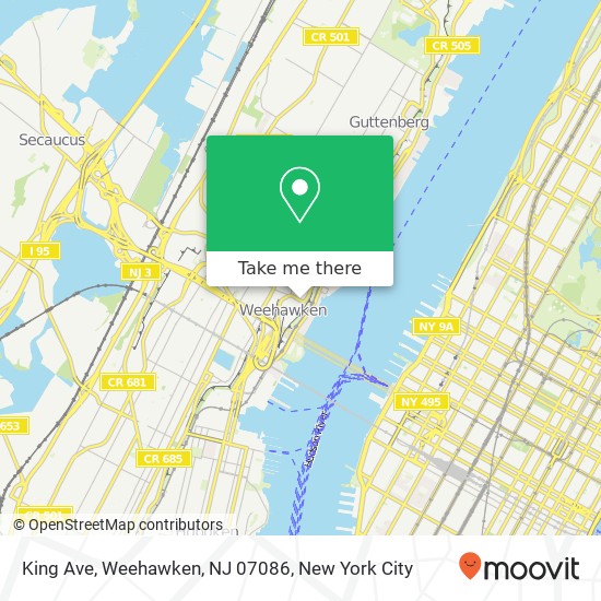 King Ave, Weehawken, NJ 07086 map