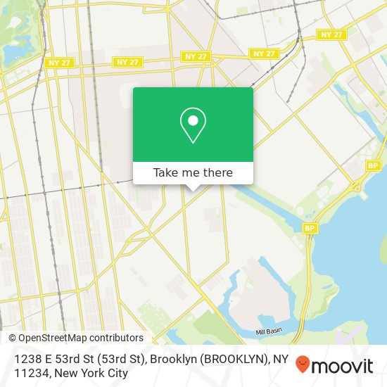 Mapa de 1238 E 53rd St (53rd St), Brooklyn (BROOKLYN), NY 11234