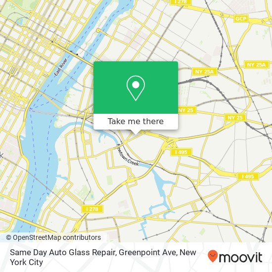 Same Day Auto Glass Repair, Greenpoint Ave map