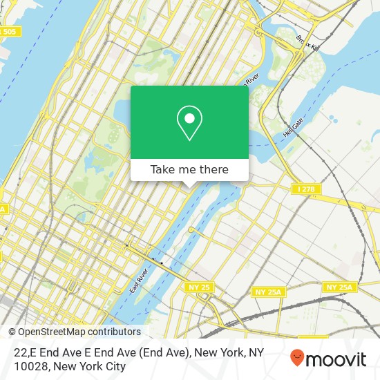 Mapa de 22,E End Ave E End Ave (End Ave), New York, NY 10028