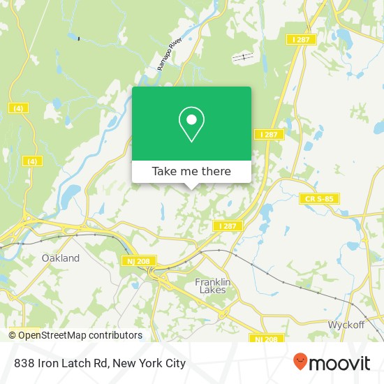 Mapa de 838 Iron Latch Rd, Franklin Lakes, NJ 07417