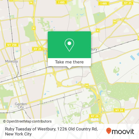 Mapa de Ruby Tuesday of Westbury, 1226 Old Country Rd