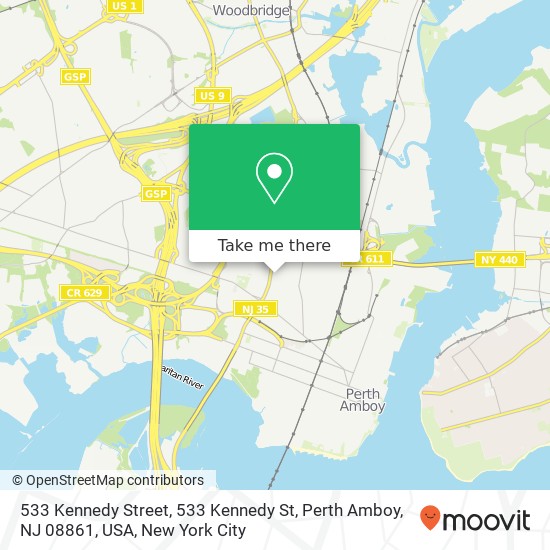 533 Kennedy Street, 533 Kennedy St, Perth Amboy, NJ 08861, USA map