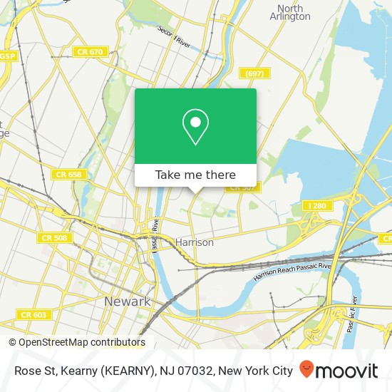 Mapa de Rose St, Kearny (KEARNY), NJ 07032