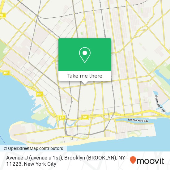 Mapa de Avenue U (avenue u 1st), Brooklyn (BROOKLYN), NY 11223