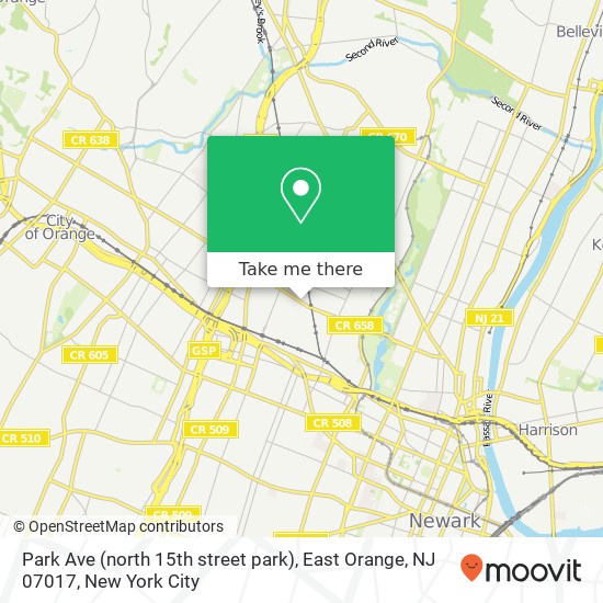 Park Ave (north 15th street park), East Orange, NJ 07017 map
