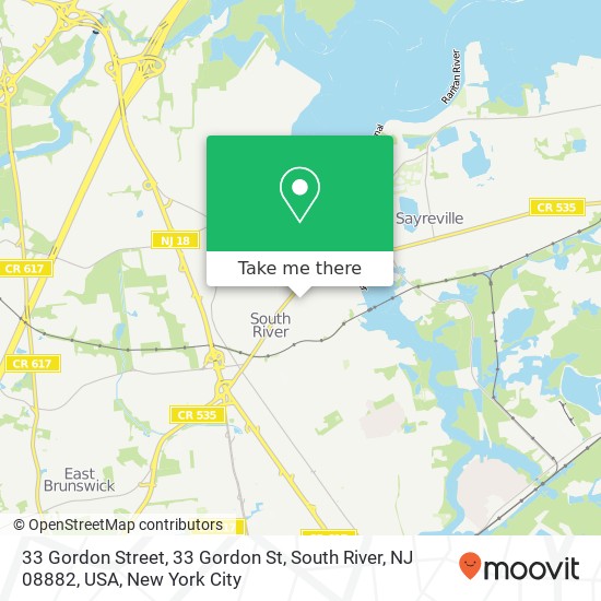 33 Gordon Street, 33 Gordon St, South River, NJ 08882, USA map