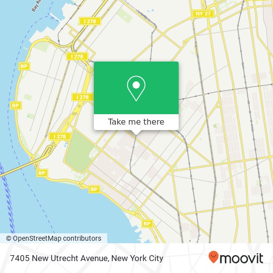 7405 New Utrecht Avenue, 7405 New Utrecht Ave, Brooklyn, NY 11204, USA map