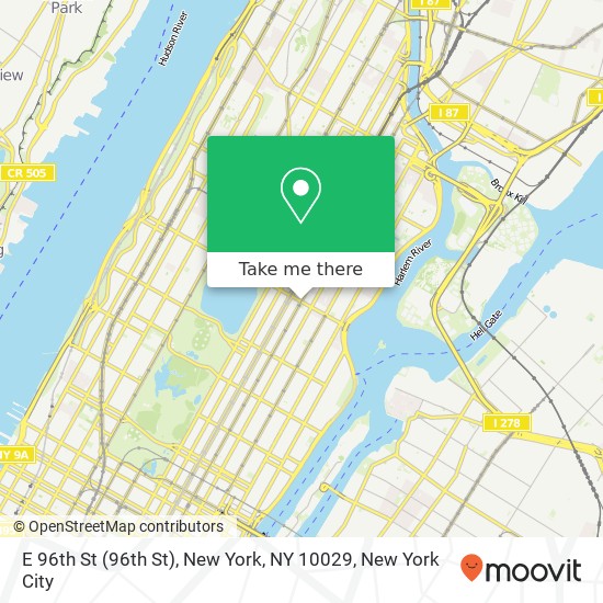 Mapa de E 96th St (96th St), New York, NY 10029