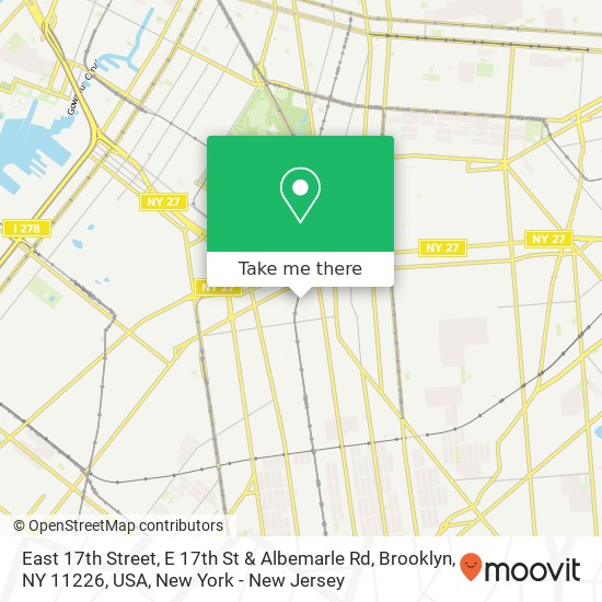 East 17th Street, E 17th St & Albemarle Rd, Brooklyn, NY 11226, USA map