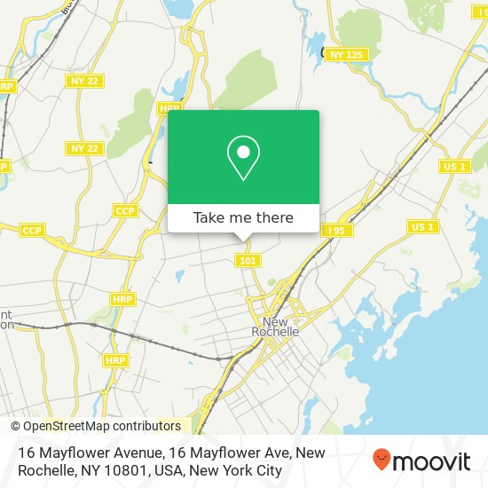 Mapa de 16 Mayflower Avenue, 16 Mayflower Ave, New Rochelle, NY 10801, USA