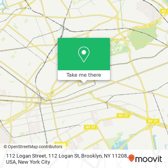 Mapa de 112 Logan Street, 112 Logan St, Brooklyn, NY 11208, USA