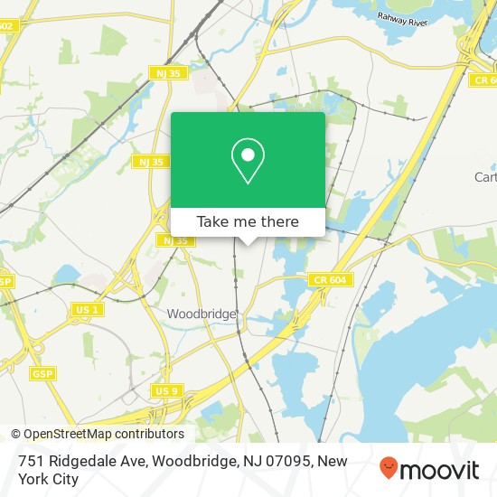 Mapa de 751 Ridgedale Ave, Woodbridge, NJ 07095