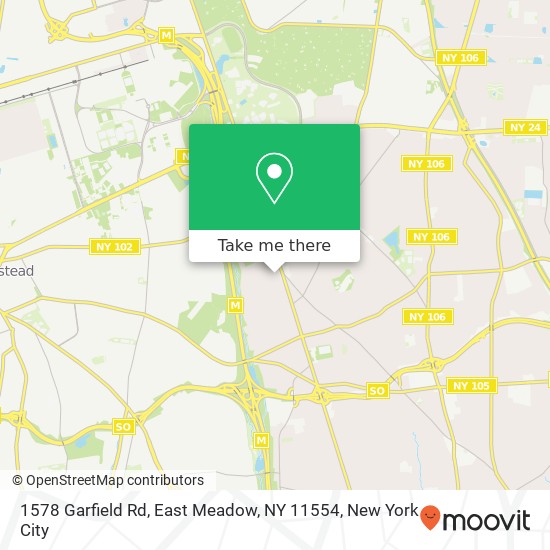 Mapa de 1578 Garfield Rd, East Meadow, NY 11554