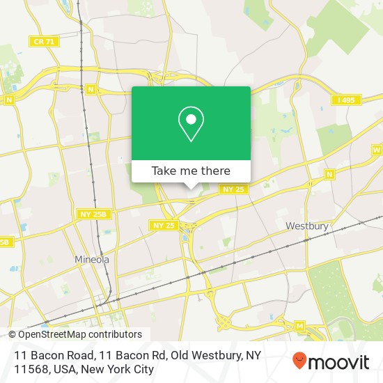 Mapa de 11 Bacon Road, 11 Bacon Rd, Old Westbury, NY 11568, USA