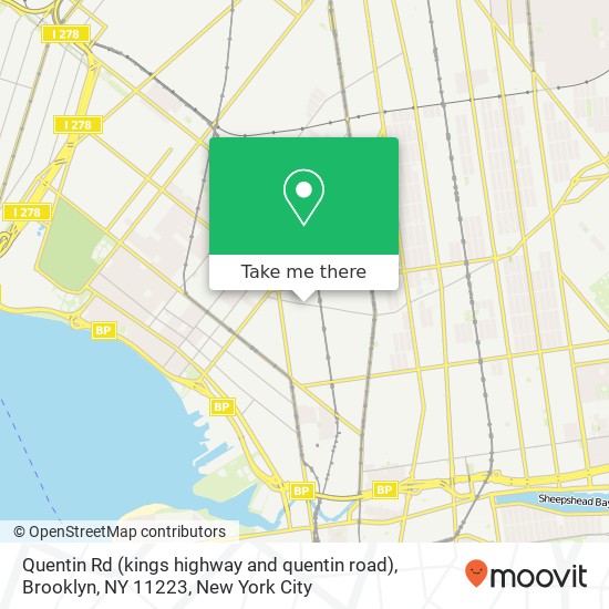 Mapa de Quentin Rd (kings highway and quentin road), Brooklyn, NY 11223