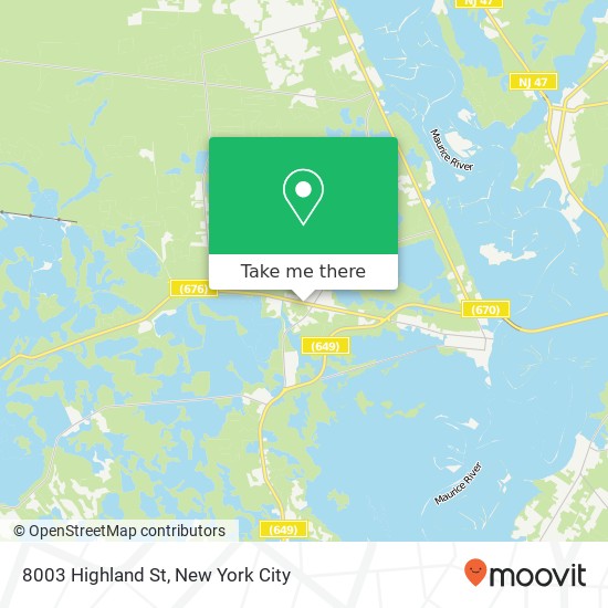 Mapa de 8003 Highland St, Port Norris, NJ 08349