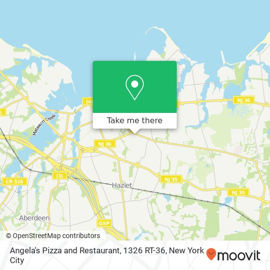 Mapa de Angela's Pizza and Restaurant, 1326 RT-36