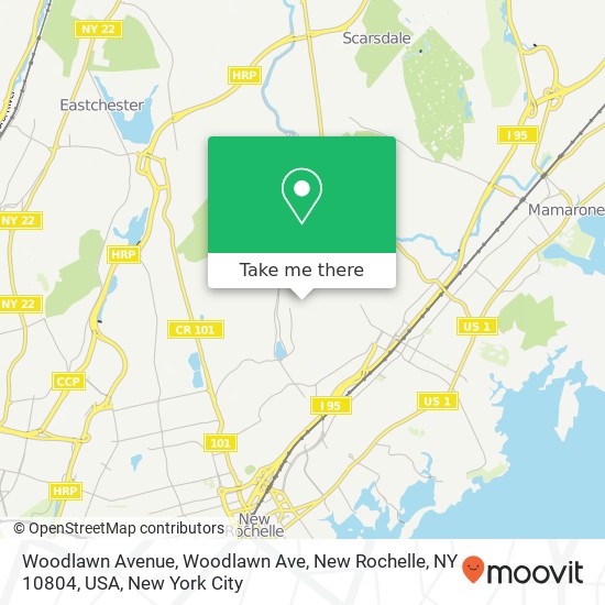 Woodlawn Avenue, Woodlawn Ave, New Rochelle, NY 10804, USA map