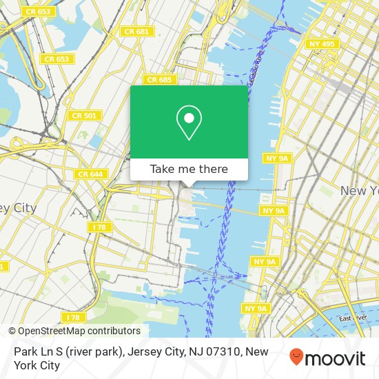Mapa de Park Ln S (river park), Jersey City, NJ 07310