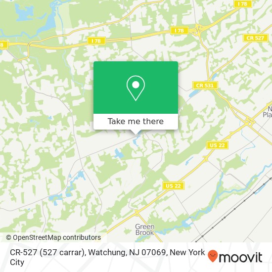 Mapa de CR-527 (527 carrar), Watchung, NJ 07069