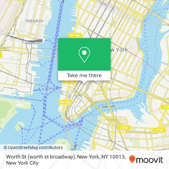 Mapa de Worth St (worth st broadway), New York, NY 10013