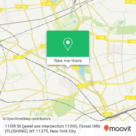 110th St (jewel ave intersection 110th), Forest Hills (FLUSHING), NY 11375 map