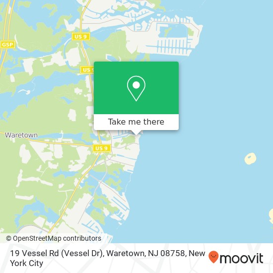 Mapa de 19 Vessel Rd (Vessel Dr), Waretown, NJ 08758