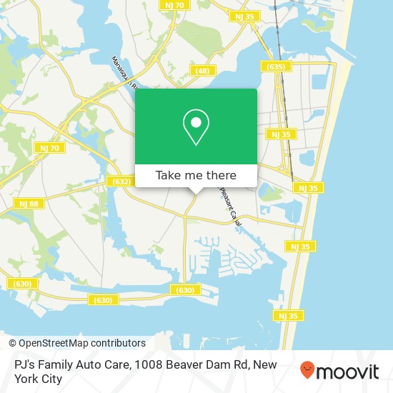 Mapa de PJ's Family Auto Care, 1008 Beaver Dam Rd