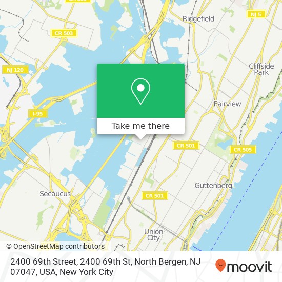 Mapa de 2400 69th Street, 2400 69th St, North Bergen, NJ 07047, USA