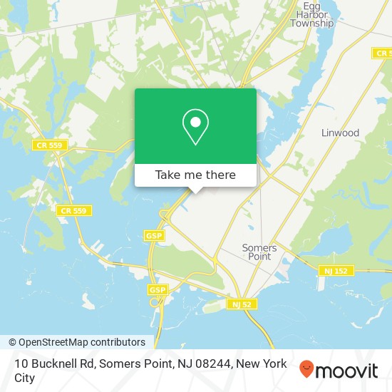 Mapa de 10 Bucknell Rd, Somers Point, NJ 08244