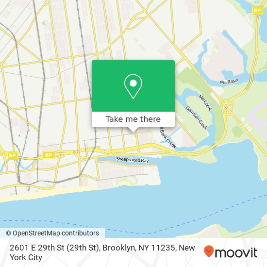 Mapa de 2601 E 29th St (29th St), Brooklyn, NY 11235
