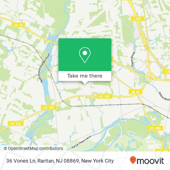 Mapa de 36 Vones Ln, Raritan, NJ 08869