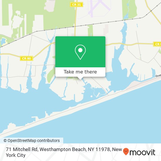 Mapa de 71 Mitchell Rd, Westhampton Beach, NY 11978