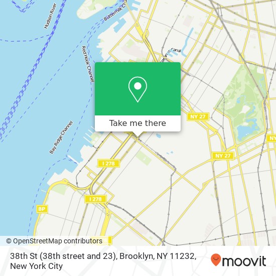 Mapa de 38th St (38th street and 23), Brooklyn, NY 11232