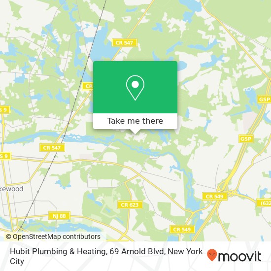 Mapa de Hubit Plumbing & Heating, 69 Arnold Blvd