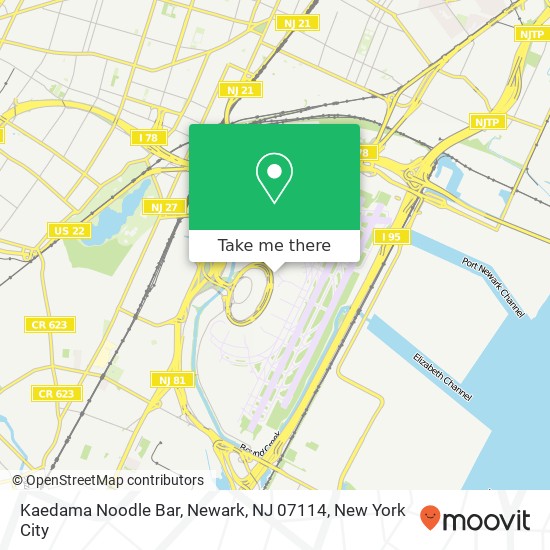 Mapa de Kaedama Noodle Bar, Newark, NJ 07114