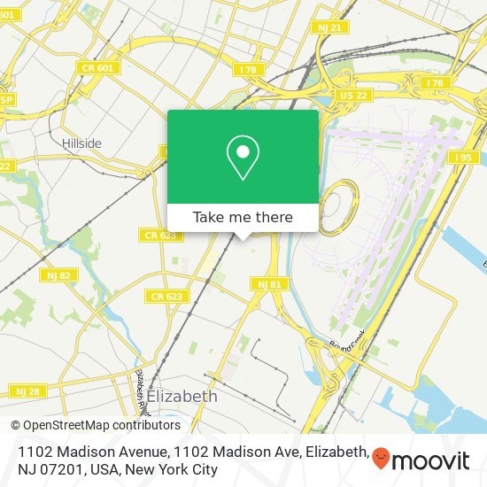 1102 Madison Avenue, 1102 Madison Ave, Elizabeth, NJ 07201, USA map