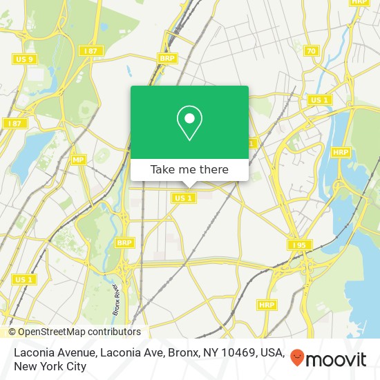 Mapa de Laconia Avenue, Laconia Ave, Bronx, NY 10469, USA
