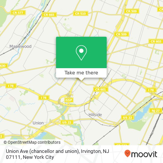 Union Ave (chancellor and union), Irvington, NJ 07111 map